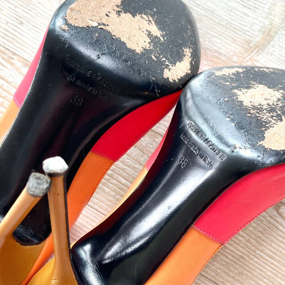 Pierre Hardy Colorblock Peep Toe Stiletto Pumps | Size 38 - Picture 11 of 11